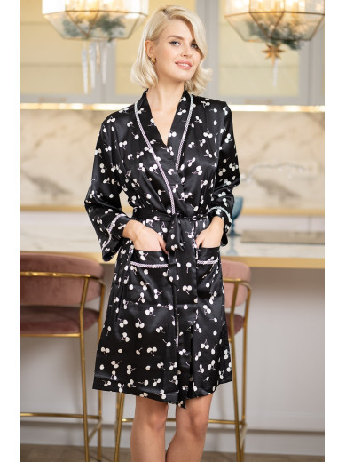  Атласний жіночий халат "Зимова Вишня" 7153