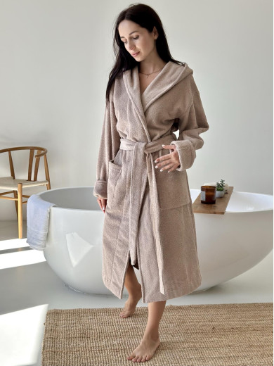 Бежевый женский махровый халат Cosy 925H2/2