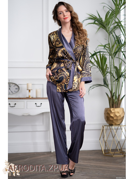 Жіноча шовкова піжама зі штанами "Армані Голд" 3426