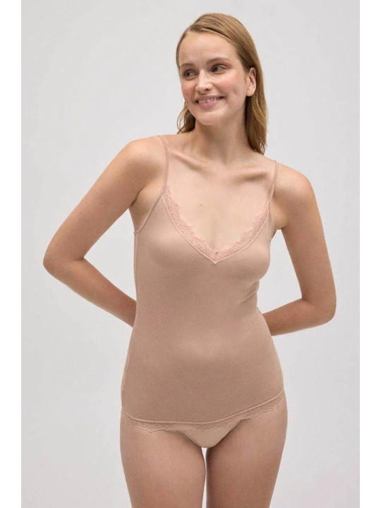 Бежевая женская майка на бретельках Ysabel Mora 108945-1