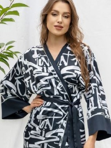 Довгий жіночий халат Shato 2305 navy blue