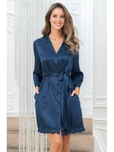  Жіночий шовковий халат на гудзиках "Фріда" 3797