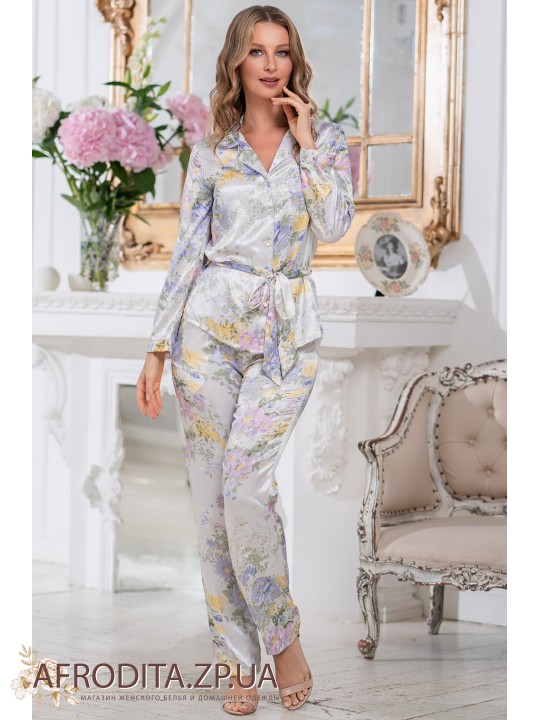 Женская шелковая пижама со штанами "Лилианна" 3256