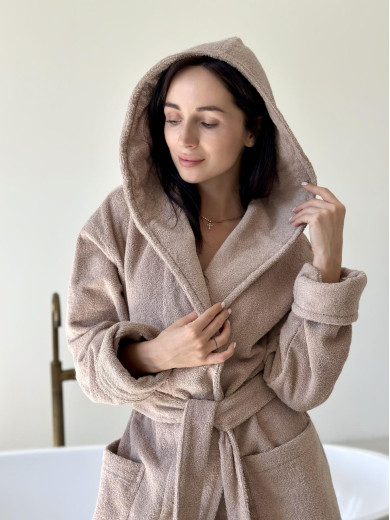 Бежевый женский махровый халат Cosy 925H2/2