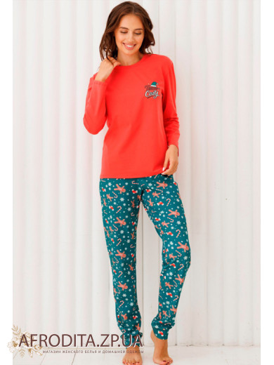 Пижама женская из хлопка со штанами Roksana 82690