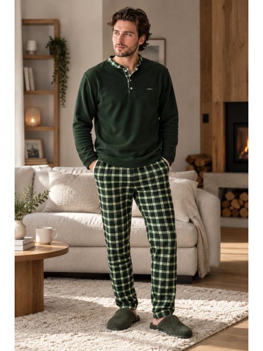 Мужская флисовая пижама хаки PIJAMONI PJ6100-9
