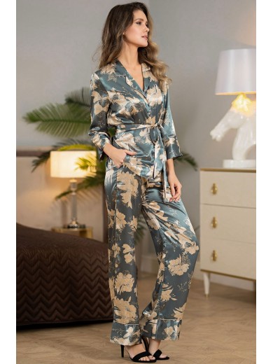 Жіноча шовкова піжама із брюками Орнелія 3836