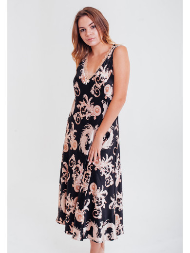 Женская атласная сорочка "Версаче Голд" 9935