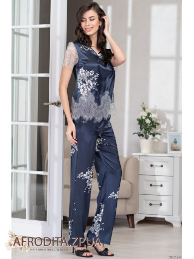  Жіноча шовкова піжама зі штанами "Олександрія" 3576-1