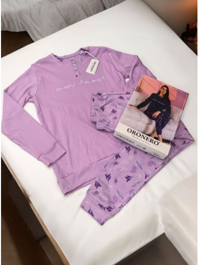 Пижама из хлопка со штанами Oronero OD470-1 лаванда