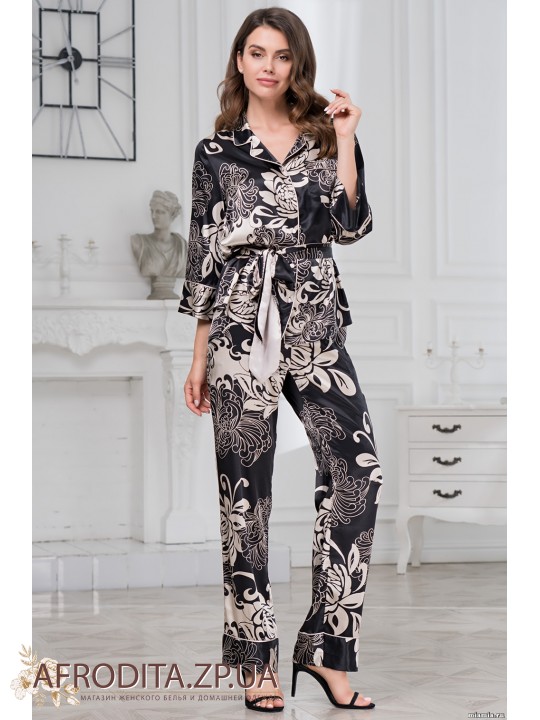Піжама жіноча зі штанами атласна "Да Вінчі" 8446