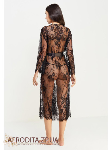  Довгий жіночий халат чорний "Шанель" 2033