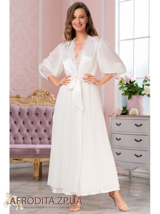 Длинный пеньюар белый "Шартрез" 7029