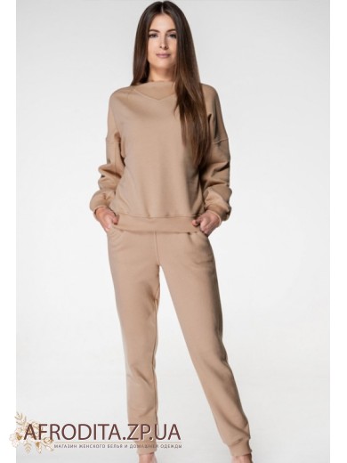 Жіночий костюм зі штанами Wiktoria 1118 бежевий