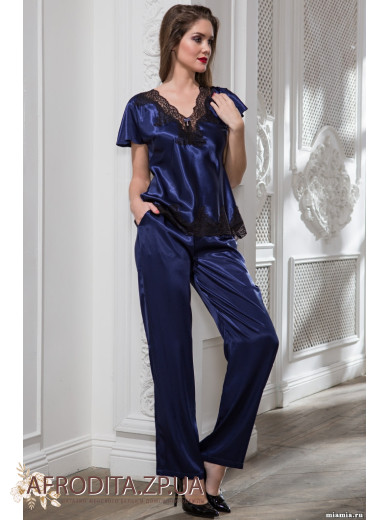  Жіноча шовкова піжама зі штанами "Ізабелла" 3186