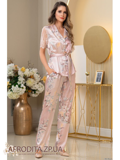 Женская пижама с брюками шелковая "Милинда" 3726
