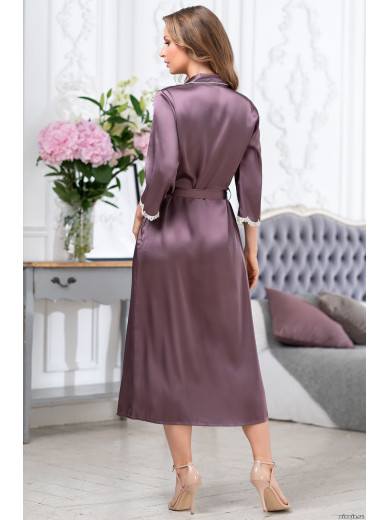  Довгий шовковий халат на гудзиках "Бріджит" 3689