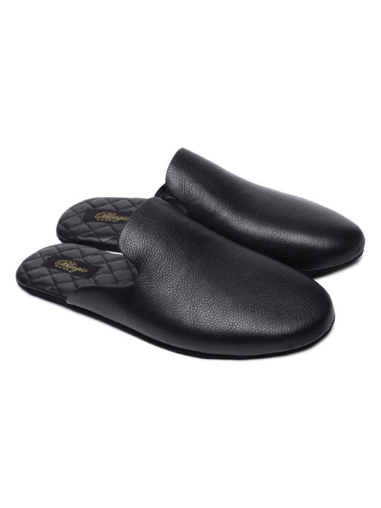 Комнатные тапочки из кожи Pellagio 4641 черные