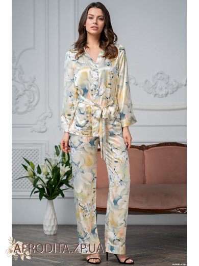Жіноча шовкова піжама зі штанами "Лучіанам" 3536