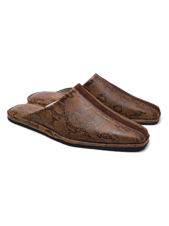 Комнатные тапочки из кожи Pellagio/Pazolini 901 коричневая змея