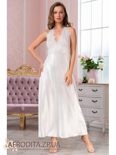  Жіноча сорочка атласна біла "Шартрез" 7028