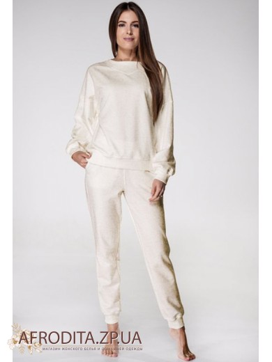 Жіночий костюм зі штанами Wiktoria 1118 молочний