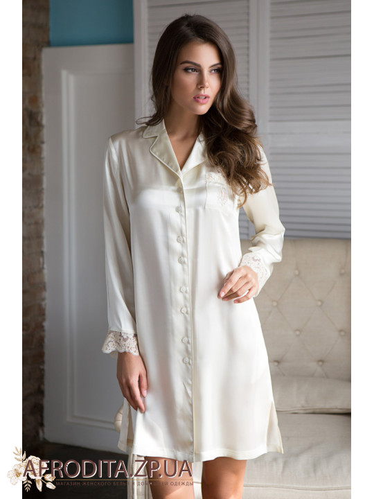  Жіночий шовковий халат на гудзиках "Крісті" 15114