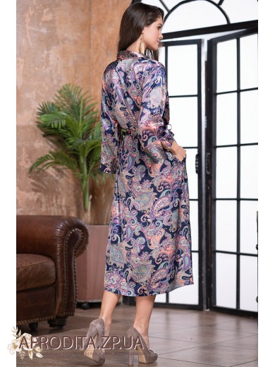 Довгий шовковый халат Эттро 3509