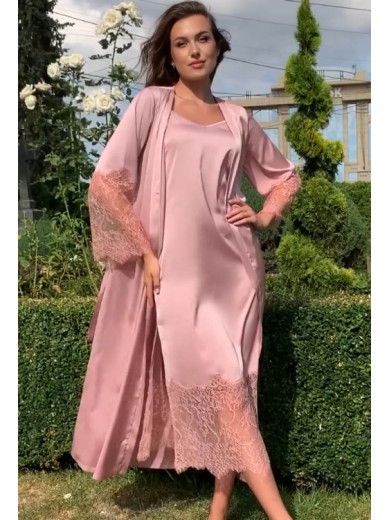 Жіночий довгий халат Shato 2702/1 пудра