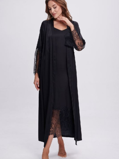 Жіночий довгий халат Shato 2702/1 чорний