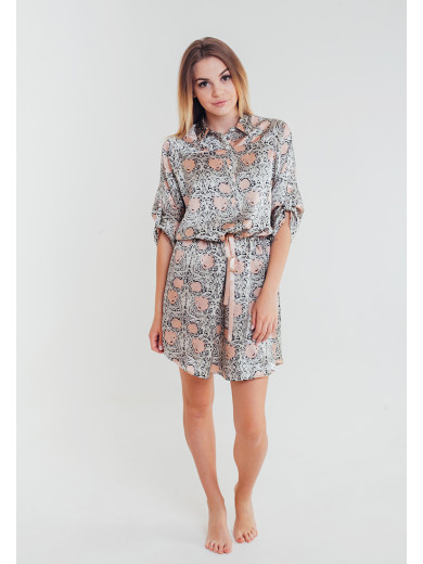 Шелковый халат на пуговицах "Диор" 15086