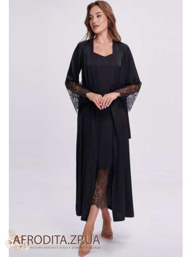 Женский длинный халат Shato 2702/1 черный
