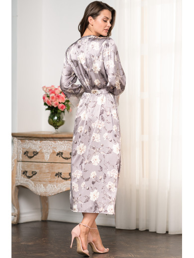 Довгий жіночий шовковий халат Грація 3589