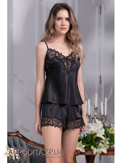 Женская шелковая пижама с шортами Черный Лебедь 3552-1