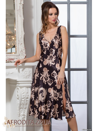 Женская атласная сорочка "Версаче Голд" 9935