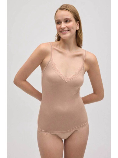 Бежевая женская майка на бретельках Ysabel Mora 108945-1