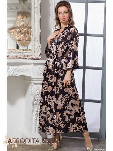 Женский длинный халат "Версаче Голд" 9938