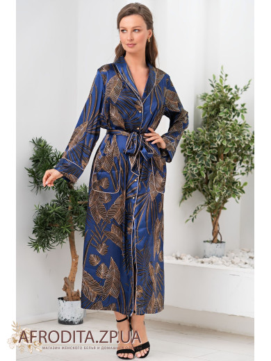  Жіночий атласний халат на гудзиках "Палома" 7089