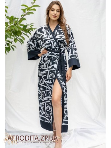 Женский длинный халат Shato 2305 navy blue